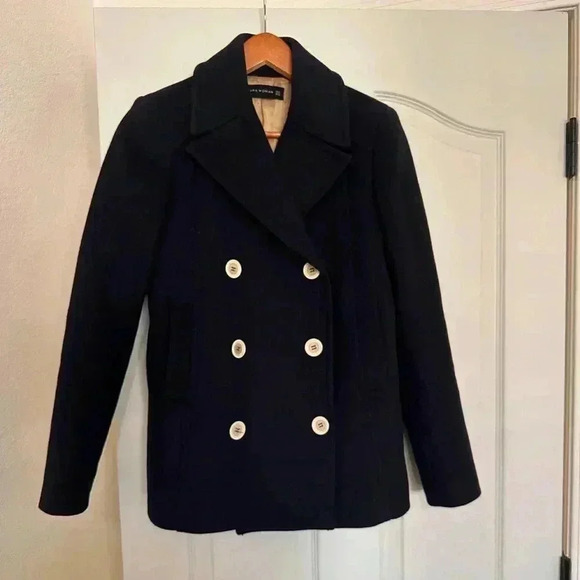 ZARA Double Breasted Wool Blend Coat Size Medium - Picture 1 of 5